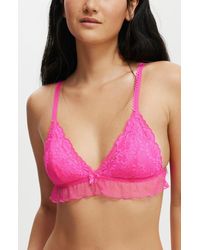 Cotton On - Holly Lace Triangle Padded Bralette - Lyst