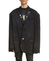 Balenciaga - Goth Embellished Oversize Cotton Twill Sport Coat. - Lyst