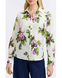 Foxcroft - Hampton Figs Print Stretch Cotton Button-Up Shirt - Lyst