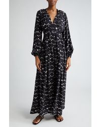 Max Mara - Urbania Dot Print Long Sleeve Silk Maxi Dress - Lyst