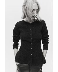 H&M - Rib-Knit Peplum Cardigan - Lyst