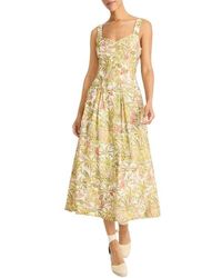 Maggy London - Palm Print Empire Waist Fit & Flare Midi Dress - Lyst
