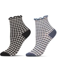 Memoi - Gingham Assorted 2-pack Ankle Socks - Lyst