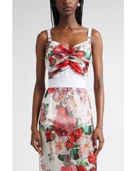 Dolce & Gabbana - Rose Print Chiffon & Marquisette Bustier Top - Lyst