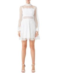 Endless Rose - Mixed Lace Long Sleeve Cocktail Dress - Lyst