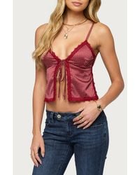 Edikted - Polka Dot Lace Trim Satin Camisole - Lyst