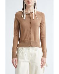 Simone Rocha - Classic Faux Pearl Merino Wool & Silk Cardigan - Lyst