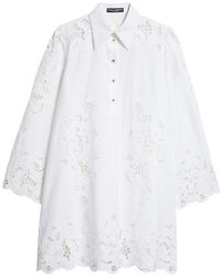 Dolce & Gabbana - Broderie Anglaise Cotton Blend Poplin Shirtdress - Lyst