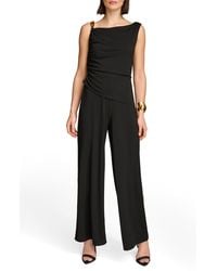 Donna Karan - Poly Ruched Sleeveless Wide Leg Jumpsuit - Lyst