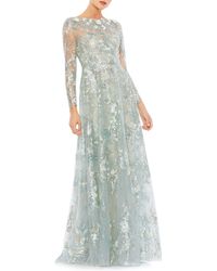 Mac Duggal - Sequin Long Sleeve A-line Gown - Lyst