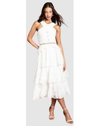 Coast - Tiered Lace Halter Neck Midi Dress - Lyst
