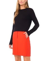 Halogen® - Button Cuff Crewneck Sweater - Lyst