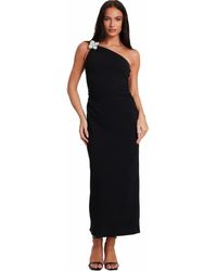 Quiz - Asymmetric Scuba Crepe Maxi Dress With Embellished Detail - Lyst