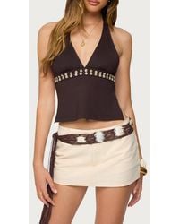 Edikted - Button Trim Open Back Halter Top - Lyst