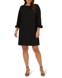 Adrianna Papell - 3D Floral Cuff Crepe Shift Dress - Lyst