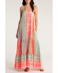 Elan - Embroidered Tiered Cotton Blend Cover-Up Maxi Dress - Lyst