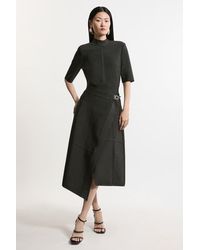 Karen Millen - Asymmetric Knit Midi Dress - Lyst
