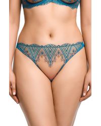 Dita Von Teese - Fortunia Embroidered Mesh Thong - Lyst