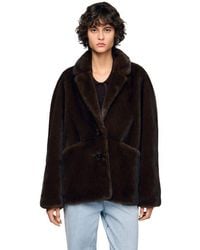 Sandro - Faux Fur Coat Jacket - Lyst