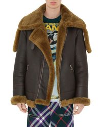Burberry - Genuine Shearling & Leather Aviator Jacket - Lyst