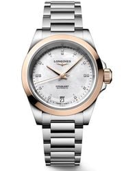 Longines - Conquest 18K Rose Bezel, Mother-Of-Pearl & Diamond Automatic Bracelet Watch, 34Mm - Lyst