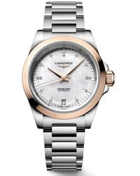 Longines - Conquest 18K Rose Bezel, Mother-Of-Pearl & Diamond Automatic Bracelet Watch, 34Mm - Lyst