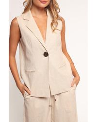 Petal & Pup - Trula One-Button Cotton & Linen Vest - Lyst