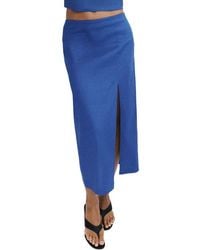 Mango - Stretch Linen & Cotton Blend Midi Skirt - Lyst