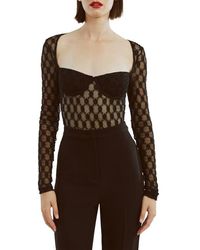 Bardot - Adoni Long Sleeve Mesh Bodysuit - Lyst
