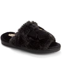 Dearfoams - Bianca Pile Slide Slipper With Bow - Lyst