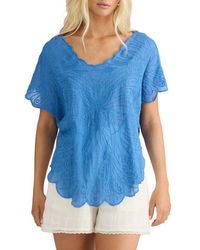 Talisman the Label - Scallop Trim Embroidered Butterfly Top - Lyst