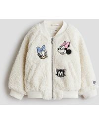 H&M - Appliquéd Teddy Bomber Jacket - Lyst