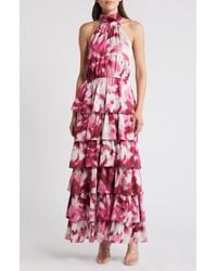 Chelsea28 - Printed Tiered Mock Neck Maxi Dress - Lyst