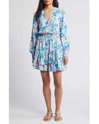 Lilly Pulitzer - Lilly Pulitzer Cristiana Floral Long Sleeve Surplice Neck Dress - Lyst