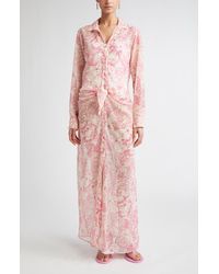 Versace - Underwater Barocco Long Sleeve Cover-Up Shirtdress - Lyst