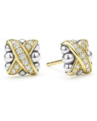Lagos - Embrace Pavé Diamond & Caviar Stud Earrings - Lyst
