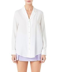 Endless Rose - Notched Lapel Long Sleeve Button-Up Shirt - Lyst
