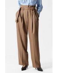 & Other Stories - Tailored Stripe Belted Paperbag Waist Wool Trousers - Lyst