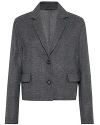Brunello Cucinelli - Hand-Crafted Cropped Blazer - Lyst