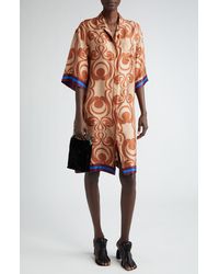 Dries Van Noten - Doralia Abstract Print Belted Silk Shirtdress - Lyst