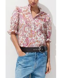 Mango - Paisley Printed Ruffled Top - Lyst