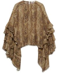 Mango - Carola Tiered Bell Sleeve Chiffon Top - Lyst