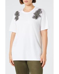Marina Rinaldi - Perak Faux Gem Embellished Cotton T-Shirt - Lyst