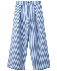 Mango - Striped Wide Leg Pleated Trousers - Lyst