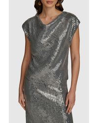 Donna Karan - Sparkle Mesh Top - Lyst