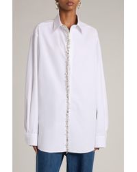 Valentino Garavani - Embellished Placket Oversize Button-up Shirt - Lyst
