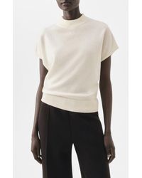 Mango - Mock Neck Short Sleeve Wool & Cashmere Sweater - Lyst