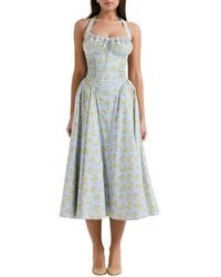 House Of Cb - Adabella Floral Pleated Halter Sundress - Lyst