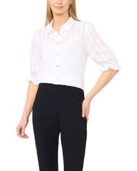 Halogen® - Sheer Stripe Puff Sleeve Button-Up Shirt - Lyst