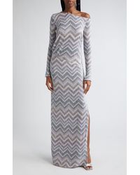 Missoni - Sparkly Sequin Long Sleeve Chevron Knit Gown - Lyst